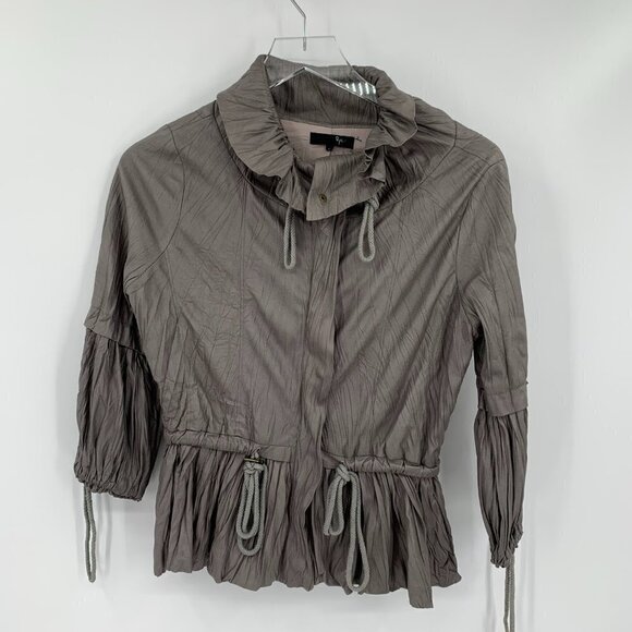 RYU crinkle faux leather zipper peplum jacket coat jacket blazer women Small - Picture 1 of 6